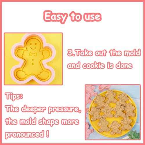 10 Mini Gingerbread Man Cookie Cutters, 3d Raised Cute Christmas Gingerbread Design Cookie Stamps, Mini Funny Gingerbread Molds, Christmas Ornament Cookie Cutter Set (Gingerbread Man)