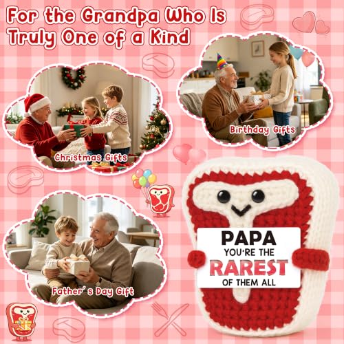 EnjoyVita Papa Gifts for Grandfather from Granddaughter - Crochet Steak Keepsake