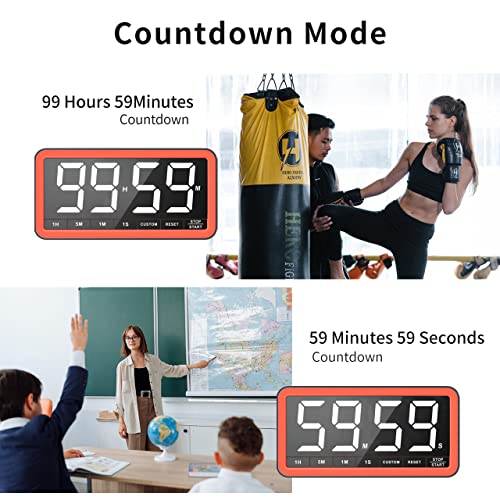 VOCOO 7.8-Inch Digital Timer Black Red Magnetic LED Kitchen & Classroom Timer