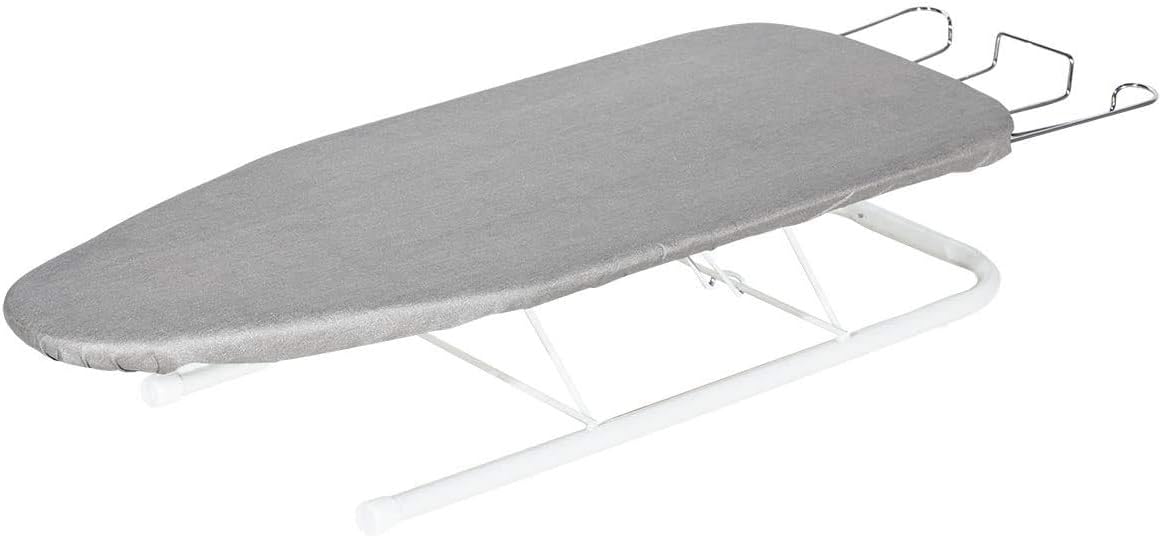 Storage Maniac Tabletop Ironing Board - Durable All-Iron Frame with Iron Rest & Silver Metallic Cover - Silver Grey