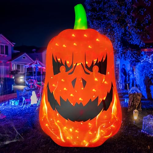 12FT Inflatable Jack O'Lantern Pumpkin Halloween Yard Decor with LED Lights