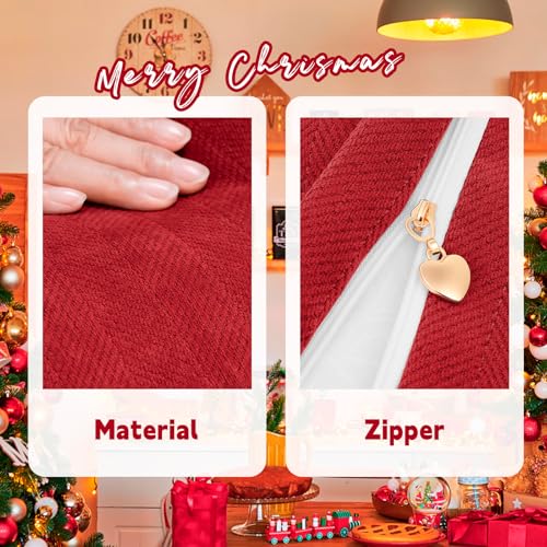 ZWJD Christmas Pillow Covers 22x22 Set of 2 Chenille Red Decorative Pillowcases