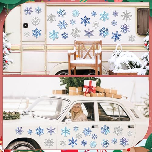 Auzesto Snowflake Refrigerator Magnets 25Pcs Winter Christmas Decor