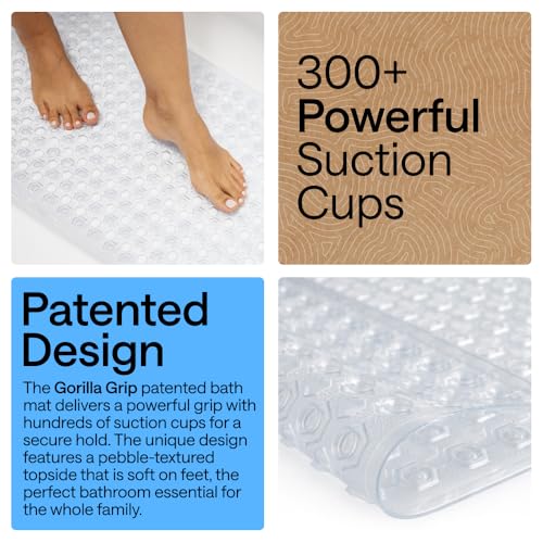 Bath Tub Shower Mat 35x16 Inches Clear Non-Slip Floor Liner 2 Pack Variation of This Listing