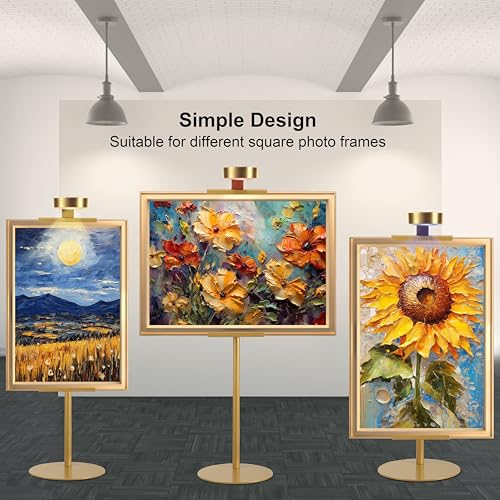 Adjustable Desktop Photo Frame Stand with Magnetic Wall Light - Gold, 30 Inch