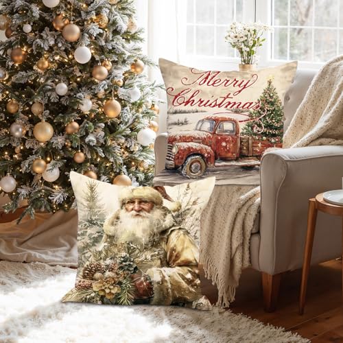 Lanpn 24x24 Christmas Throw Pillow Covers Set of 4 - Festive Holiday Cushion Cases