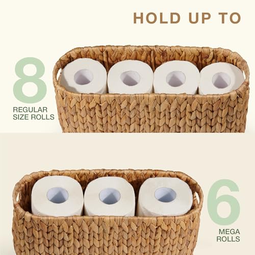 Natural Hyacinth Toilet Paper Storage Basket - Holds 8 Rolls, Coastal Bathroom Decor