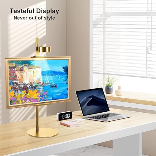 Adjustable Desktop Photo Frame Stand with Magnetic Wall Light - Gold, 30 Inch