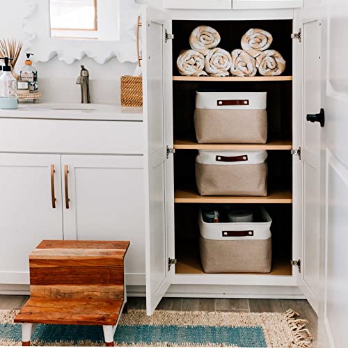 Beige Extra Large Storage Baskets 16x12.5in 3-Pack for Shelves - OrganiHaus