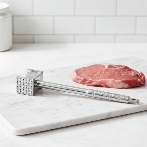 304 Stainless Steel Meat Tenderizer Mallet, Heavy Duty Dual-Sided Meat Hammer with Ergonomic Non-Slip Handle, Dishwasher Safe Kitchen Tool for Tenderizing Steak, Beef, Chicken & Pork