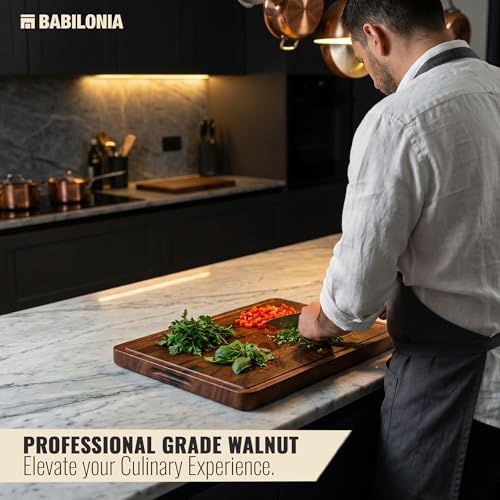BABILONIA Walnut Wood Cutting Board - 20" x 16" End Grain Kitchen Chopping Board