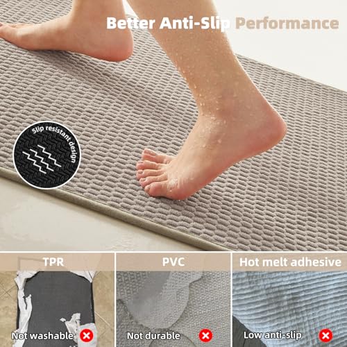 BEIGE Bathroom Rug 24x36 Inches Non Slip Washable Quick Dry Bath Mat - Rectangular Variation 01