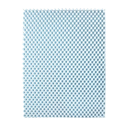 4 Inch Queen Egg Crate Memory Foam Mattress Topper with Cooling Gel - Light Blue