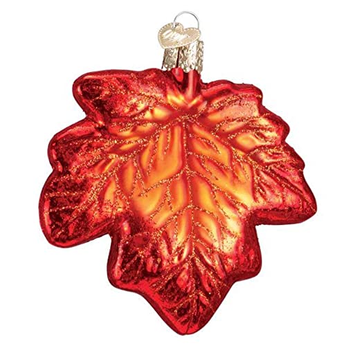 Old World Christmas Red Maple Leaf Tree Ornament - Hand-Painted Glass Holiday Decor