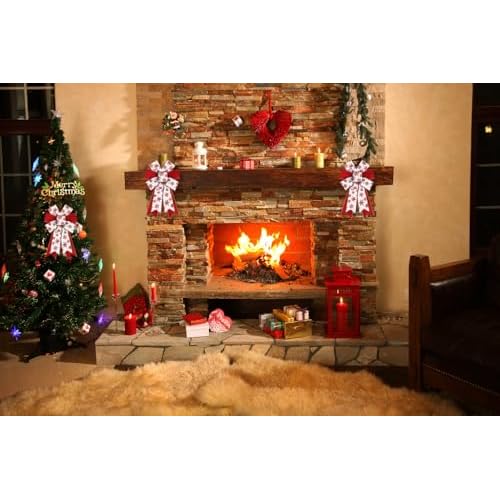 Hying 2 Pieces Christmas Bows for Wreath, Christmas Wreath Bow Glitter Red White Snowflake Bows Winter Xmas Tree Craft Bows Ornaments for Front Door New Year Christmas Party Decoration Supplies