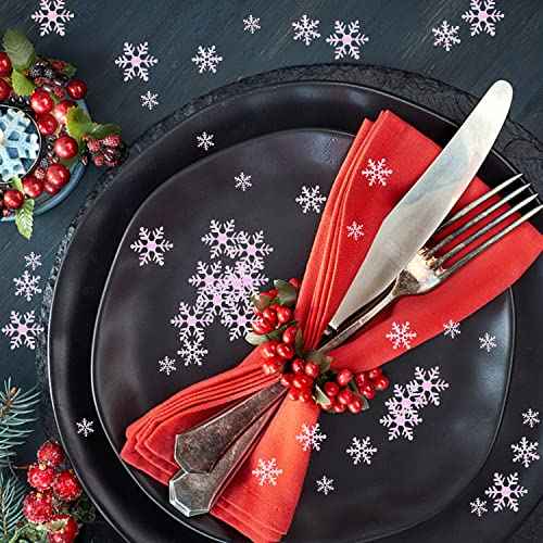 FOIMAS 1600pcs Christmas Snowflake Confetti,Iridescent Snowflake Table Scatter Glitter for Winter Wonderland Party Home Decoration (WHITE)