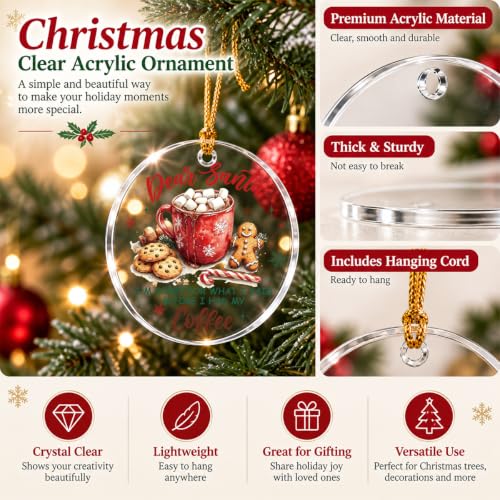 Coffee Lover Christmas Ornament Acrylic Holiday Decor for Tree