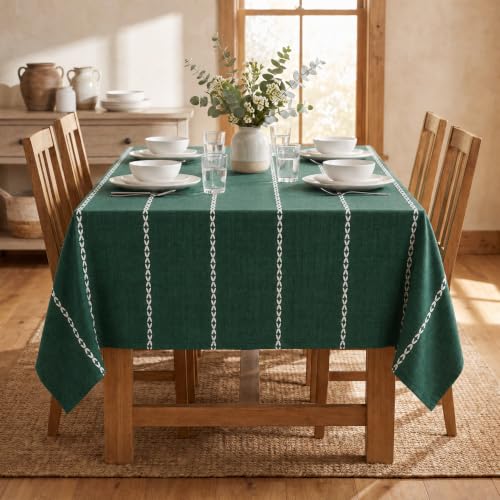 Horaldaily Christmas Green Tablecloth 60x84 Inch Rectangular Home Decor