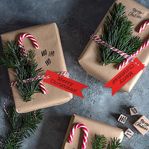 JijAcraft Merry Christmas Red Gift Tags - 100 Pcs Holiday Labels with String