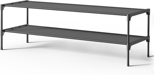 Kitsure Shoe Rack - Stackable Non-Woven Shoe Organizer for Closet & Entryway - 36.2" Wide, Black