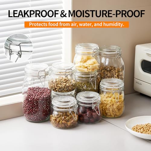 25 Oz Food Storage Jars Set of 5 - Airtight Glass Canisters with Wire Clip Lids