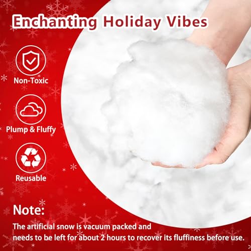 Christmas Fake Snow Decor, Artificial Cotton Snow, White Faux Fluffy Winter Decorations for Village Display, Nativity Set, Xmas Tree and Crafts (5.6oz/ 160g)