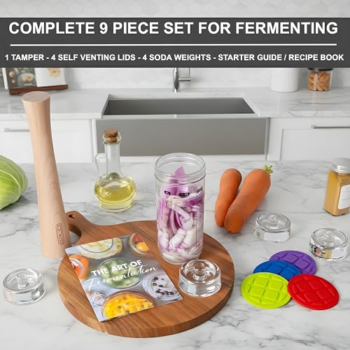 Balci Complete Mason Jar Fermentation Kit – 9 Piece Home Fermenting Set for Sauerkraut, Kimchi & Pickles