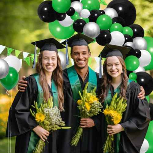 Green Black White Silver Balloon Arch Garland Kit - Green and White Balloons for Jungle Safari Baby Shower Graduation Wedding Anniversary Soccer Ball Birthday Party Decors