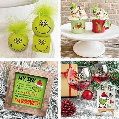 30 Pcs Christmas Face Decal Stickers for Crafts Small 3 Inch Rub on Transfers UV Vinyl Faces Eyes Pitcher Decals for Ornaments Glass Drinking Cups Wood Decorations Balls Party Supplies (hoho30)