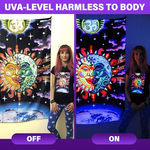 GPRK 4 x 20W Rechargeable 395nm LED Black Light for Neon Glow Parties