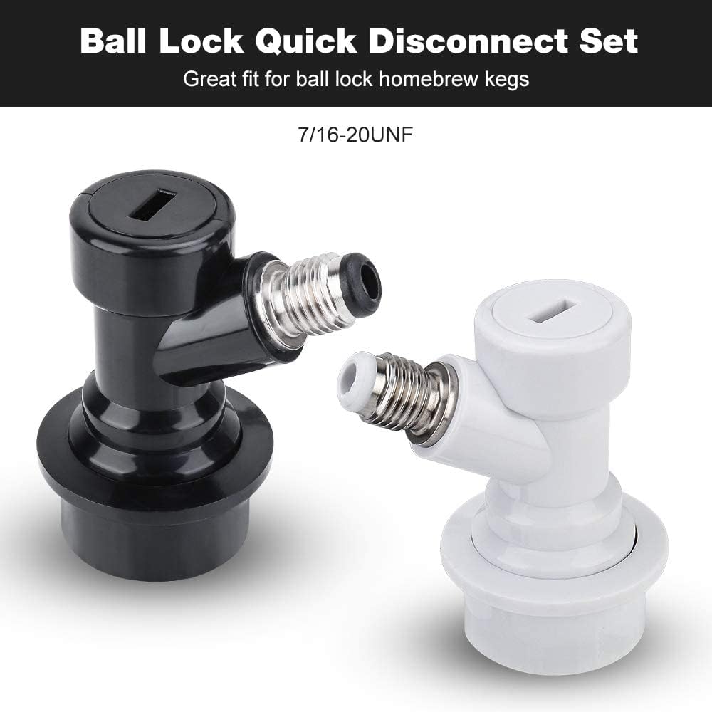 Ball Lock Keg Disconnect Quick Ball Lock MFL Disconnect Flared 5/16” Gas 1/4” Liquid Barbed Stainless Swivel Nuts for Corny Keg Post Ball Lock Keg Fittings for Homebrew with Clamps