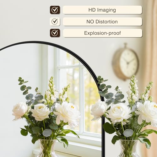 LAWADA Black Arched Bathroom Vanity Mirror 40x30 inches Over Sink