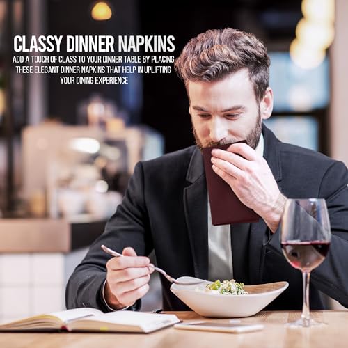Utopia Home Burgundy Cloth Napkins (144 Pack, 20x20 Inches), Ideal Dinner Napkins for Party, Wedding and Lunch/Dinner