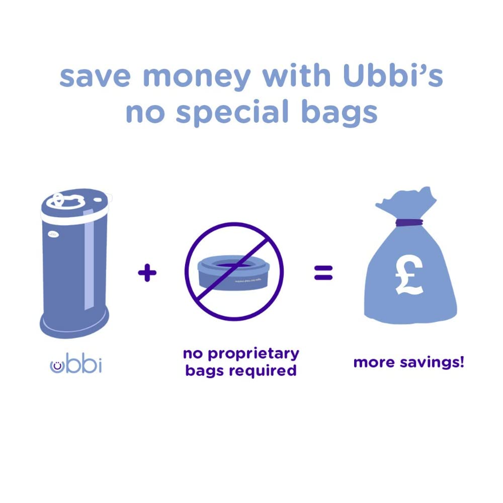 Ubbi Steel Diaper Pail - Odor Locking Design | No Special Bag Required | Award-Winning Slate Color