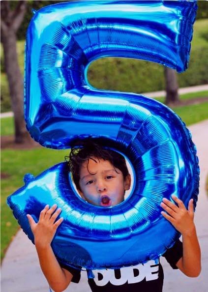 Large Number 5 Birthday Balloon - Navy Blue Foil Mylar | Perfect for 5th, 15th, 25th Celebrations