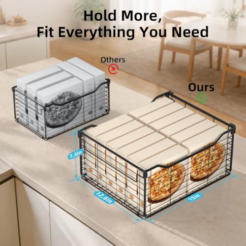 Freezer Organizer Bins 6 Pack Large Deep Freezer Storage Baskets - Black