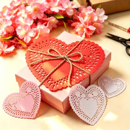 Mufanyu 108 Pcs Heart Shaped Paper Doilies 4-6-8 Inch Multi-Color Valentine's Day Decorations