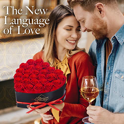 Preserved Roses Heart Gift Box - 27 Red Forever Roses for Love & Decor