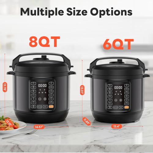 Black 6.3QT 16-in-1 Electric Pressure Cooker with 12 Presets & Ceramic Pot