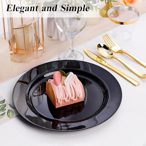 Black Plastic Dinner Plates 10 Inch - 100 Pack for Events & Parties - Variation: Black-100 / 10inch