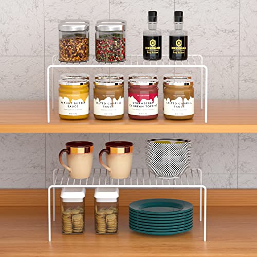 Kitchen Cabinet Shelf Organizer Set of 6 - Medium White Metal Wire Shelves
