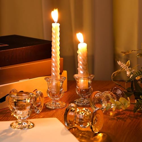 Clear Glass Candlestick Holders Set of 72 - 2.5 Inch Taper Candle Stands for Weddings & Parties
