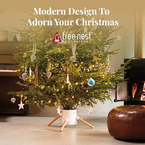 Tree Nest White Christmas Tree Stand Up to 10ft Metal Base for Real Tree
