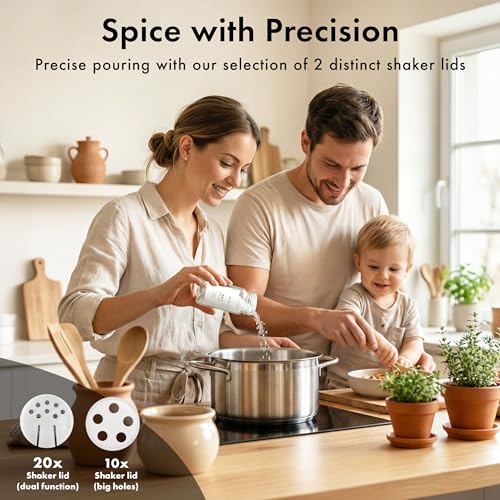 EDELHAUS Glass Spice Jars with Acacia Wooden Lids & White Labels - 24 Pack