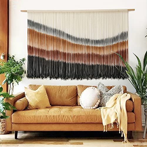 Coffee Boho Macrame Wall Hanging Tapestry - Large 57x35 Inches Home Decor