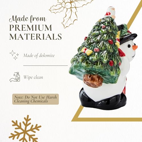 Spode Snowman Ornament - Christmas Tree Carrying Small Tree with Bow (Snowman variant)