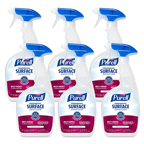 Foodservice Surface Sanitizer Spray Bottle - Kills 99.9% Germs, 6 Pack 32 fl oz