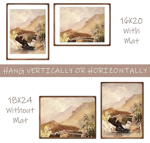 Gdfmsc Walnut 18x24 Picture Frame with Mat for 16x20, Handcrafted Rounded Corners