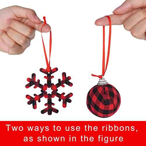 100 Pcs Christmas Ornament Ribbon Hangers, Thin Hand Tied Ornament Ribbon Loops