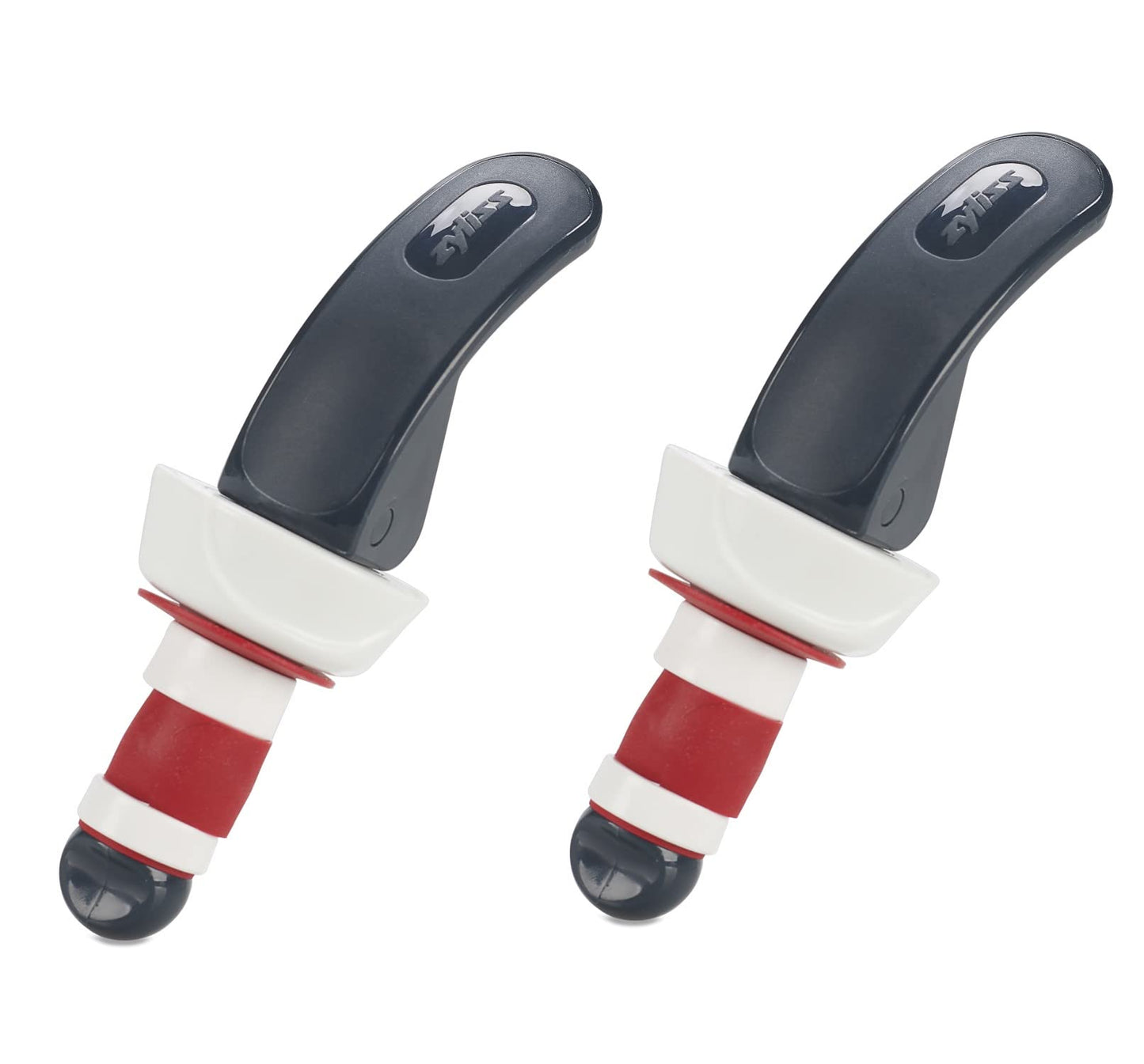 Zyliss Easy Seal Bottle Stoppers – Leak-Proof Wine and Champagne Stoppers with Long Easy-Lock Handle, Comfortable Grip, Airtight Seal, Modern Design in Gray and Red, Durable and Dishwasher Safe